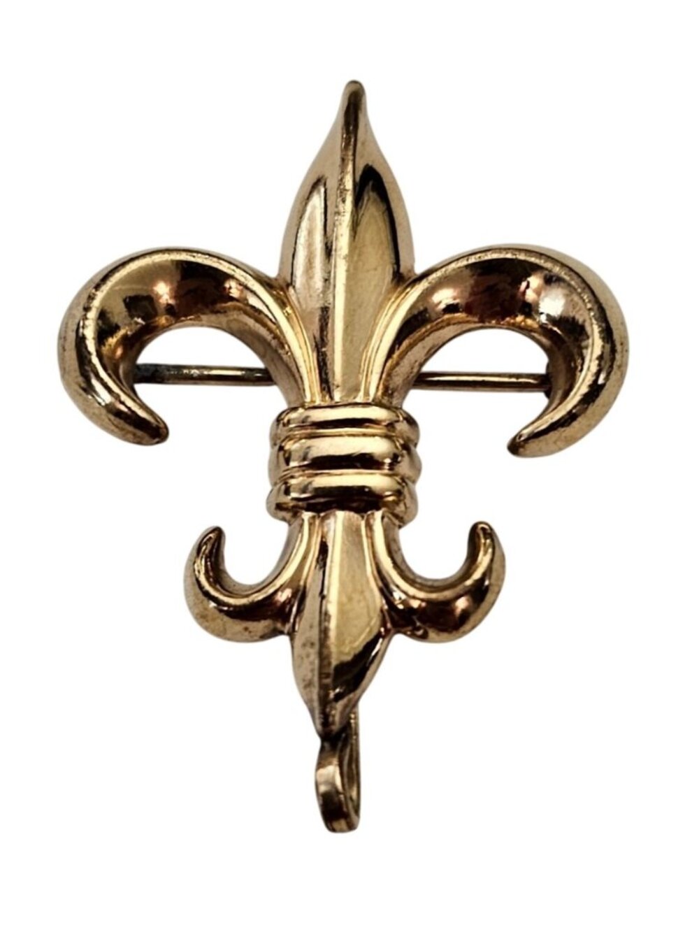 Carl Art Fleur De Lis Brooch Fob, Gold Plated Signed, 607